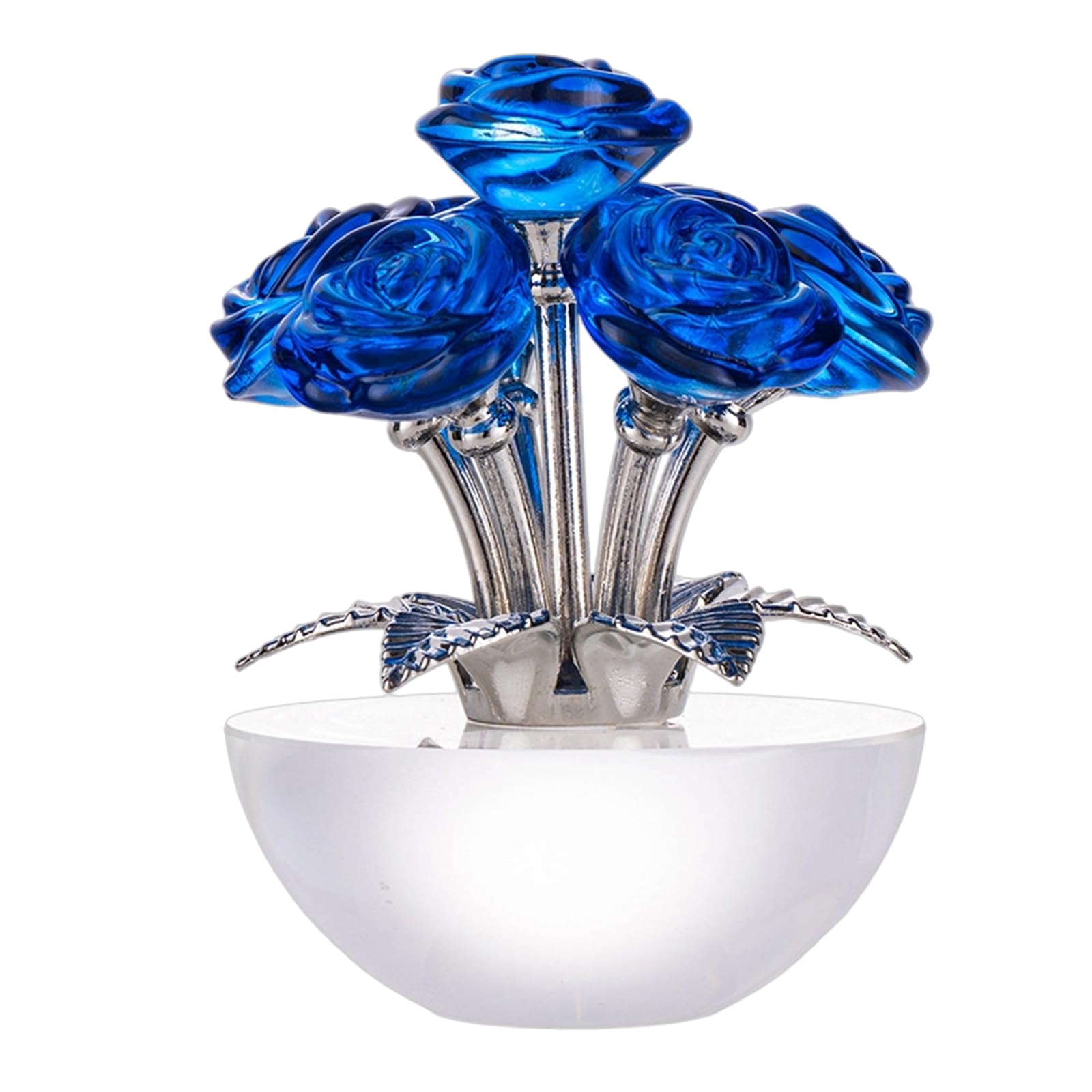 NRVTRE Lovely Glass Rose Ornament Sophisticated Addition Sphere Crystal Ornament Realistic Detail Enhances Your Interior Charm Artificial Glass Flower
