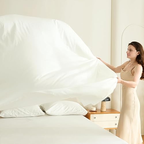 Miniatura 7 de 100% Egyptian Long-Staple Cotton Queen Bed Sheet Set with Drawstring and 360Elastic for Tight Fit, 4PCS 1000TC Bedding Sheets Set, Luxury Soft and