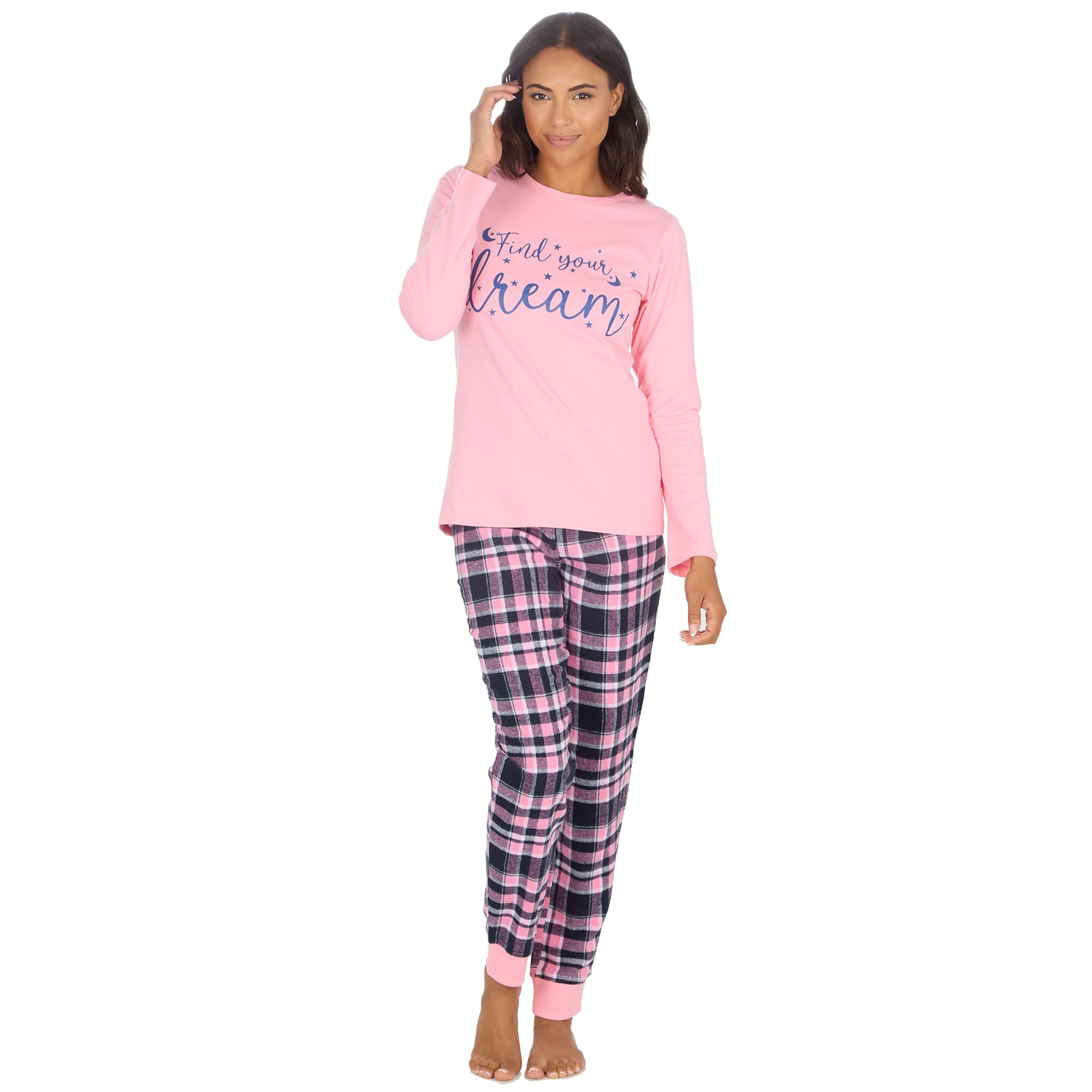 INSIGNIA Womens Ladies Logo Cotton Blend Flannel Pyjamas