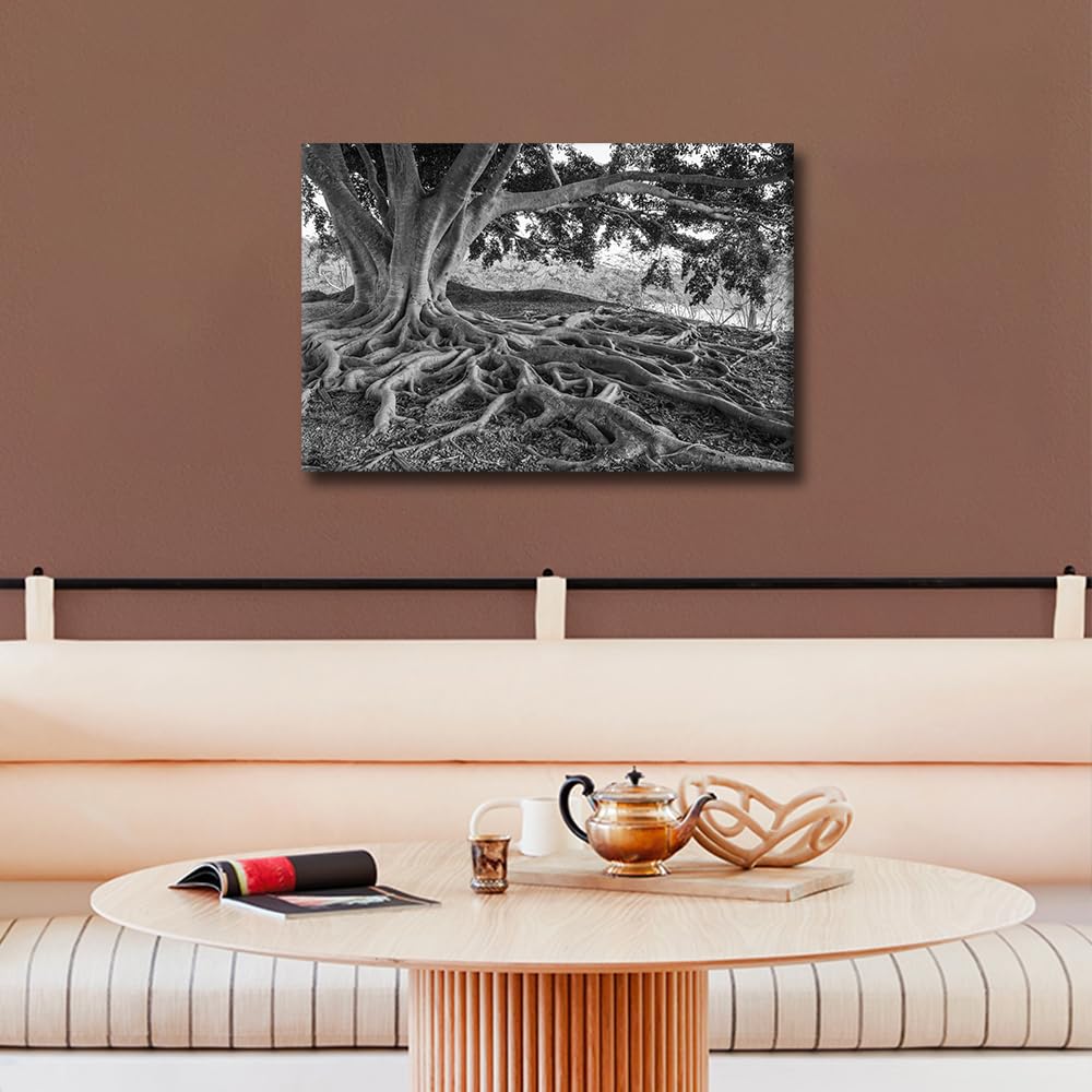 Black and White Canvas Wall Art for Bedroom Big Tree Root Wall Paintings for Living Room Natural Landscape Office Modern Wall Art Pictures Print On Canvas Giclee Framed Ready to Hang - Image 2