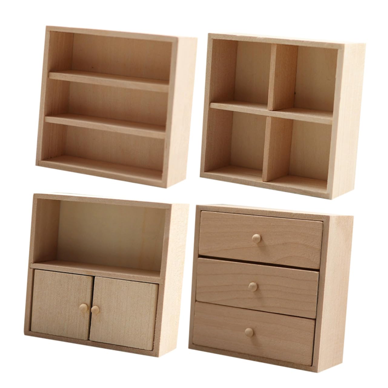 Muebles Miniatura para Casa de Muñecas, 4 Piezas de Madera DIY