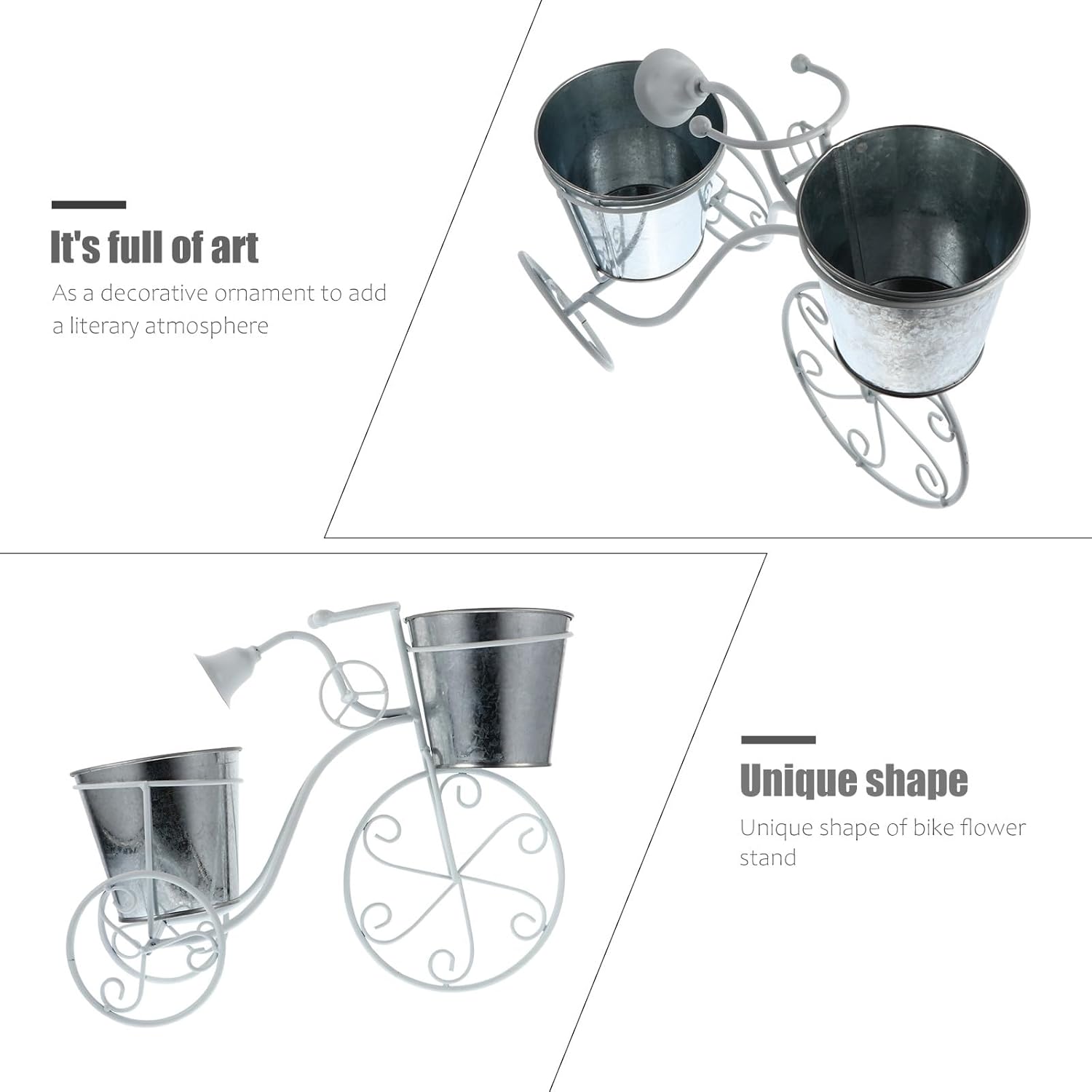 BESPORTBLE Iron Art Bike Shape Plant Stand Bicycle Planter Rack for Indoor Outdoor Garden Decoration White Floor Flowerpot Holder