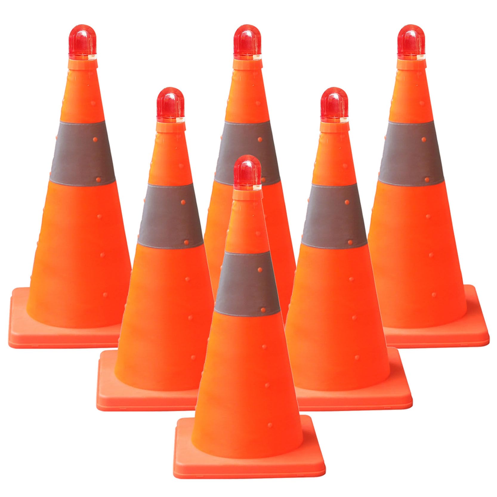 Cono Stradale in PVC Arancione Fluorescente,Cono per Parcheggi e Garage con Base Resistente, Strutturalmente Stabile E Resistente alle Intemperie(Color:6A)