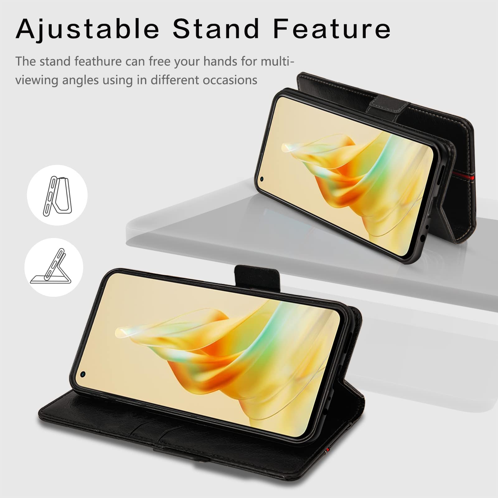 WBWONE Cover a Libro per OPPO Reno 8T 4G (Reno8 T), Custodia a Portafoglio in Pelle Reticolo Romboidale con Funzione di Supporto e Slot per Carte - Blu