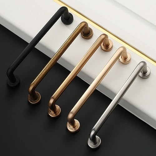 Miniatura 6 de Asidrama Paquete de 10 manijas de gabinete de cocina de latón antiguo de 5 pulgadas (5.039 in), tiradores retro vintage para gabinetes de cocina,