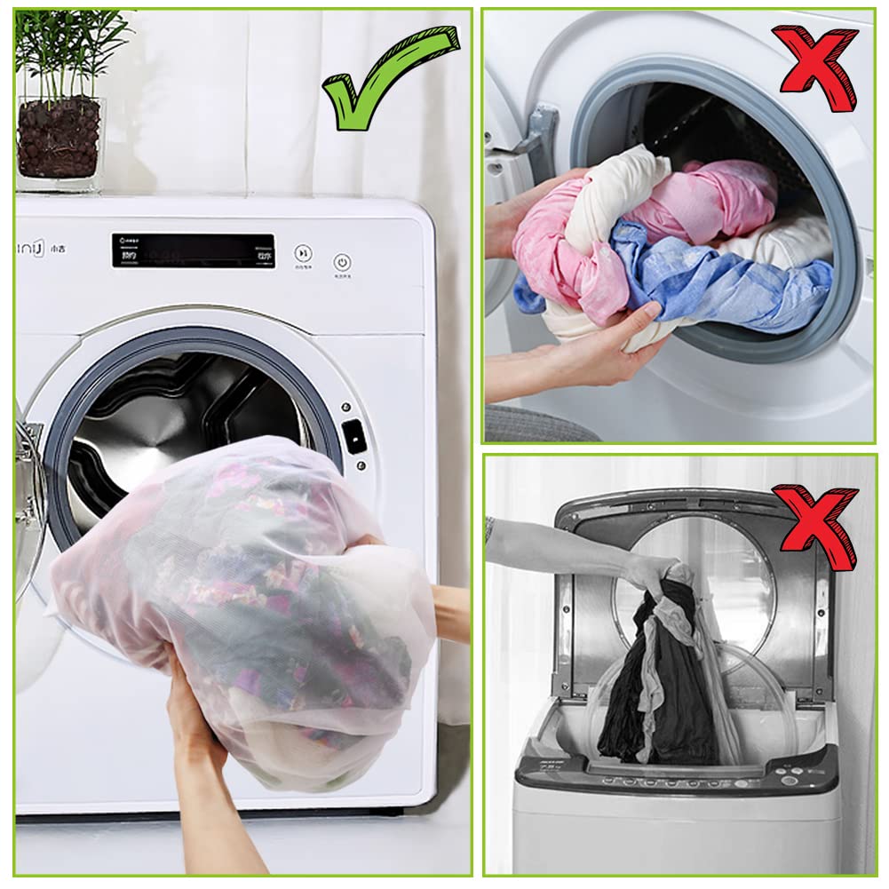 Bolsas de lavandería de malla grandes, paquete de 2 bolsas de lavado de red fina de 35 x 27 pulgadas, con cremallera para mantas, ropa de cama, ropa delicada, juguetes, artículos para mascotas