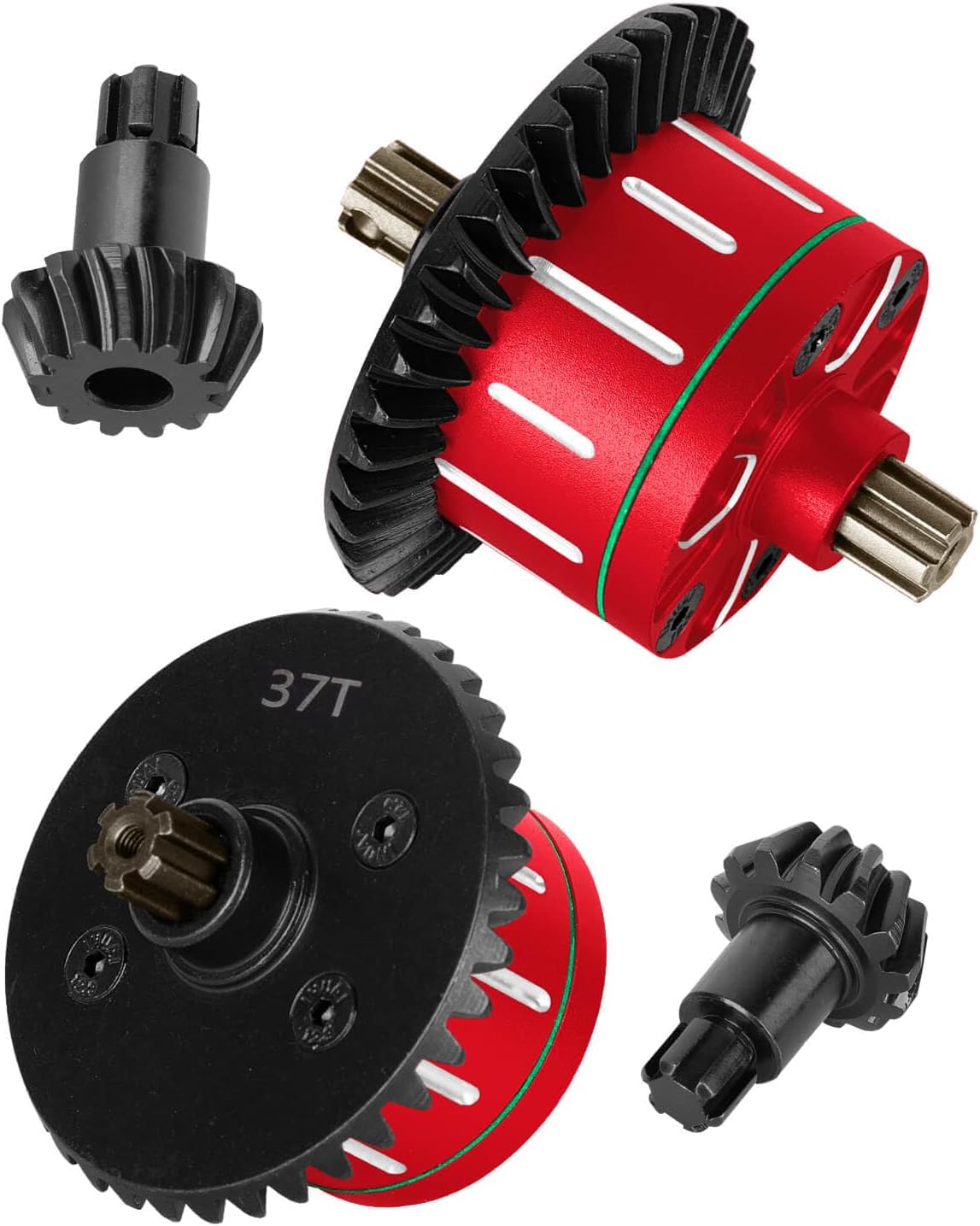 RC 37T 13T Full Metal Differ Set Upgrade Parts for 1/10 Senton Kraton Outcast Vorteks Bigrock Granite 3s,1/8 Infraction Typhon Vendetta 3S RC Car.Diff Gear Hops Up,Pink(2PCS)