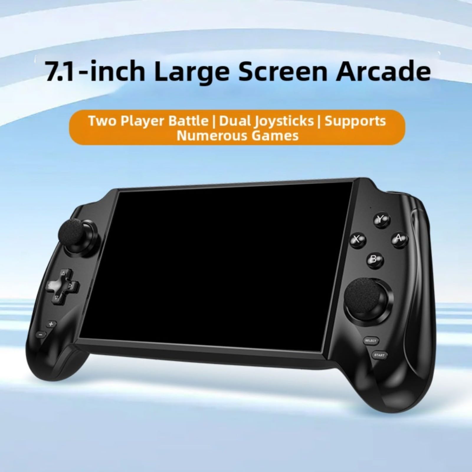 Consola de juegos retro portátil con pantalla de 7.1 pulgadas, batería de larga duración de 4500 mAh, salida de TV y emuladores integrados
