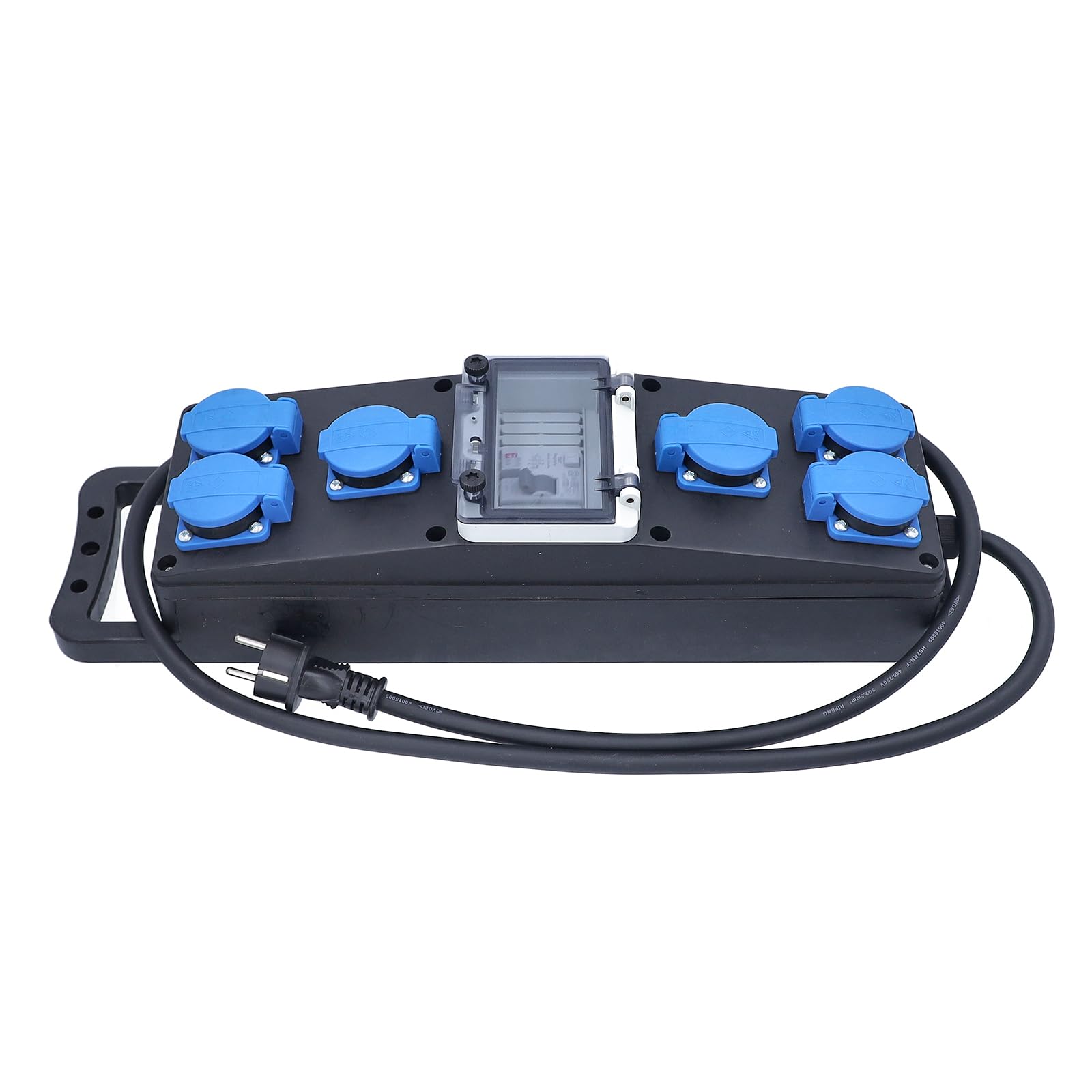 as - Schwabe Regleta de goma maciza 2 m H07RN-F 3G2,5 – 6 enchufes con protección de contacto de 230 V 16 A – Distribuidor de corriente para construcción – Estación de alimentación para uso en obras –