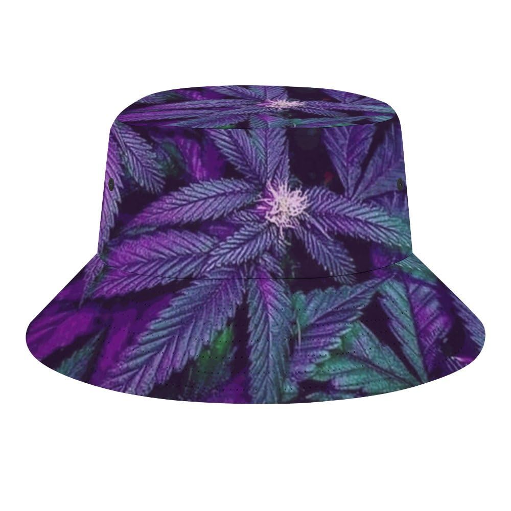 Jopajre Unisex Psychedelic Marijuana Weed Leaves Bucket Hat For Women Men Sun Cap Fisherman Hat Packable Beach Caps Travel Outdoor
