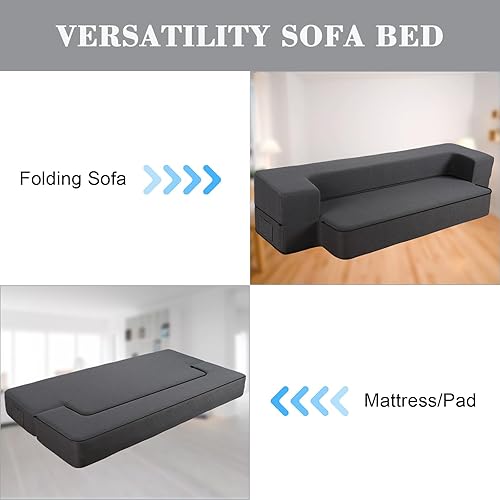 Miniatura 5 de Sofá Cama Plegable Moderno de 10 Pulgadas con Espuma Viscoelástica, Sofá Futón Completo Silla Reclinable para la Sala de Estar, Colchón para