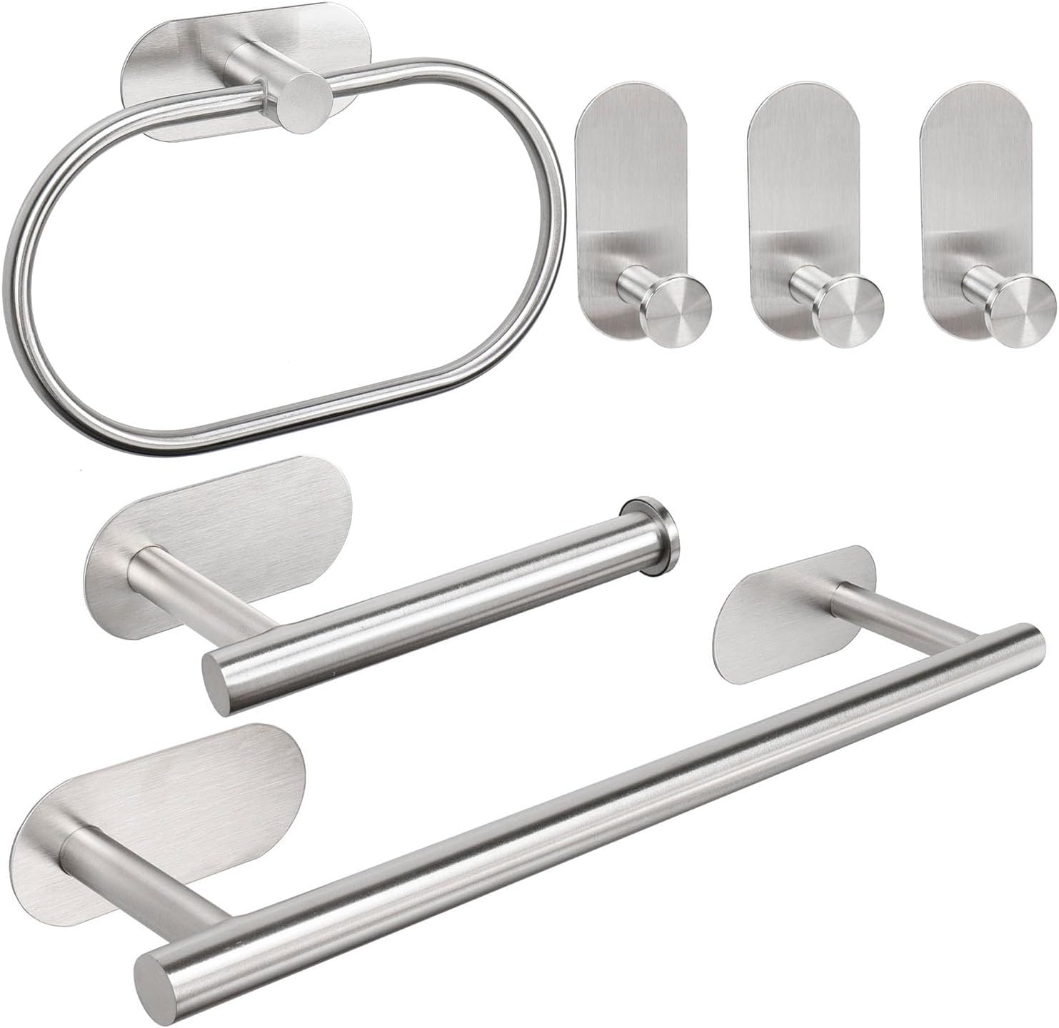 Amazon.com: TocTen 6 Pieces Self Adhesive Towel Bar Set, Stainless ...