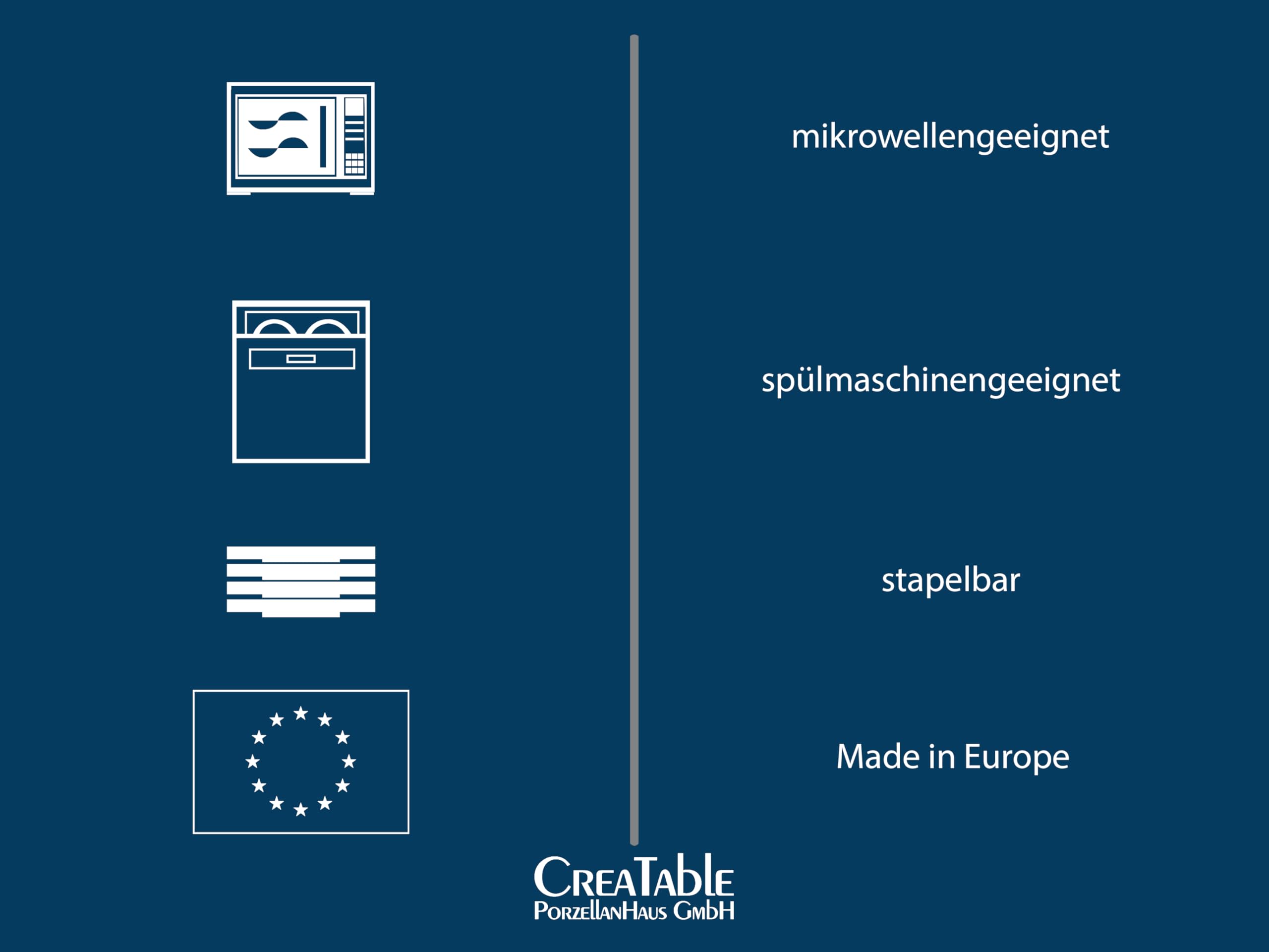 CreaTable, Allegra Magic Blue 24977 Lot de 4 assiettes à pâtes en grès pour 4 personnes Passe au lave-vaisselle et au micro-ondes Fabriqué en Europe