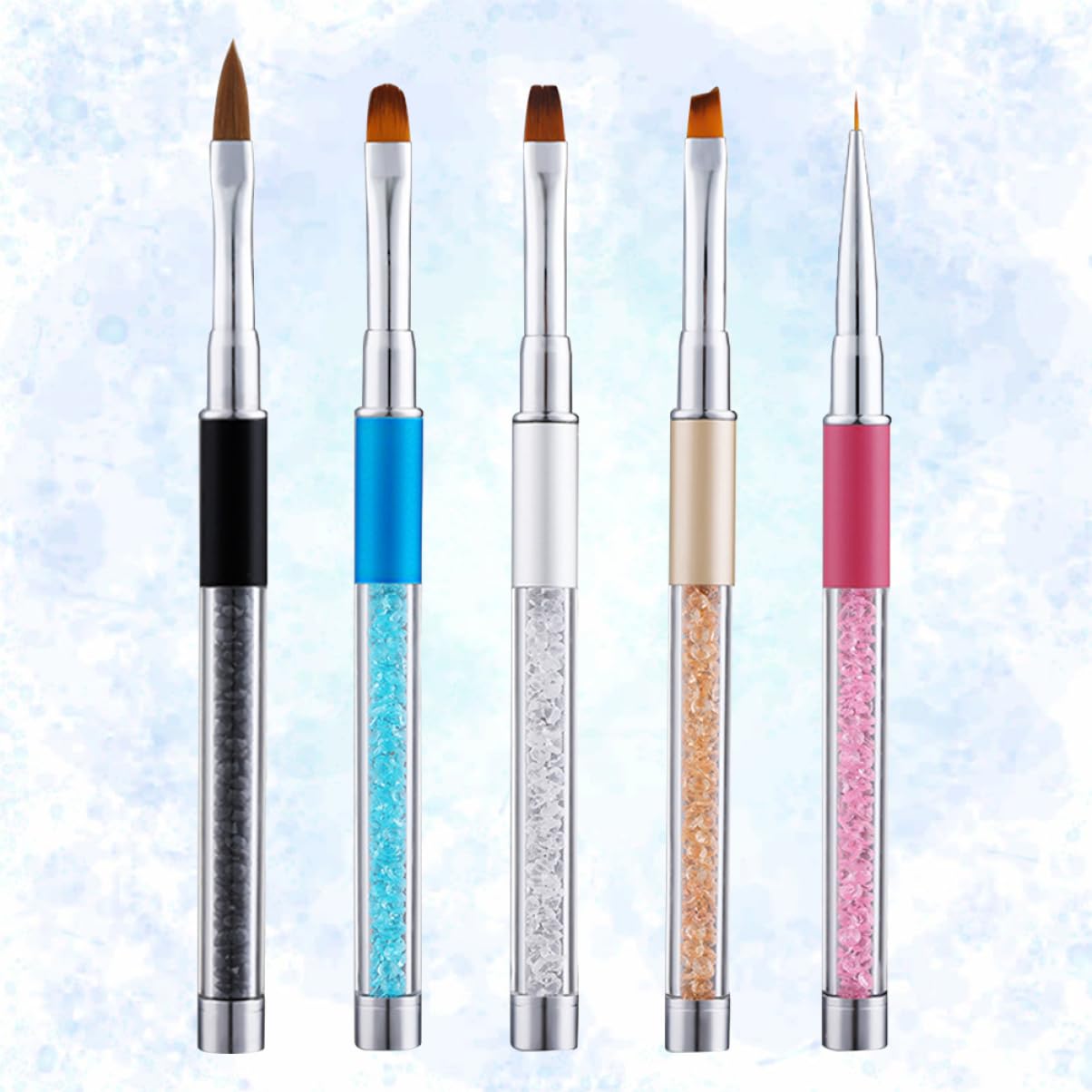 Beavorty 15pièces Pinceaux Manucure Acrylique Avec Poignée Rhinestone Outils Art Des Pour Salon Et Usage Domestique