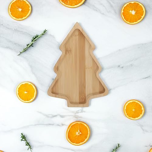 Miniatura 8 de ERINGOGO Bandeja de madera para servir - Bandejas de madera decorativas en forma de árbol de Navidad para aperitivos, queso, galletas, sándwiches,