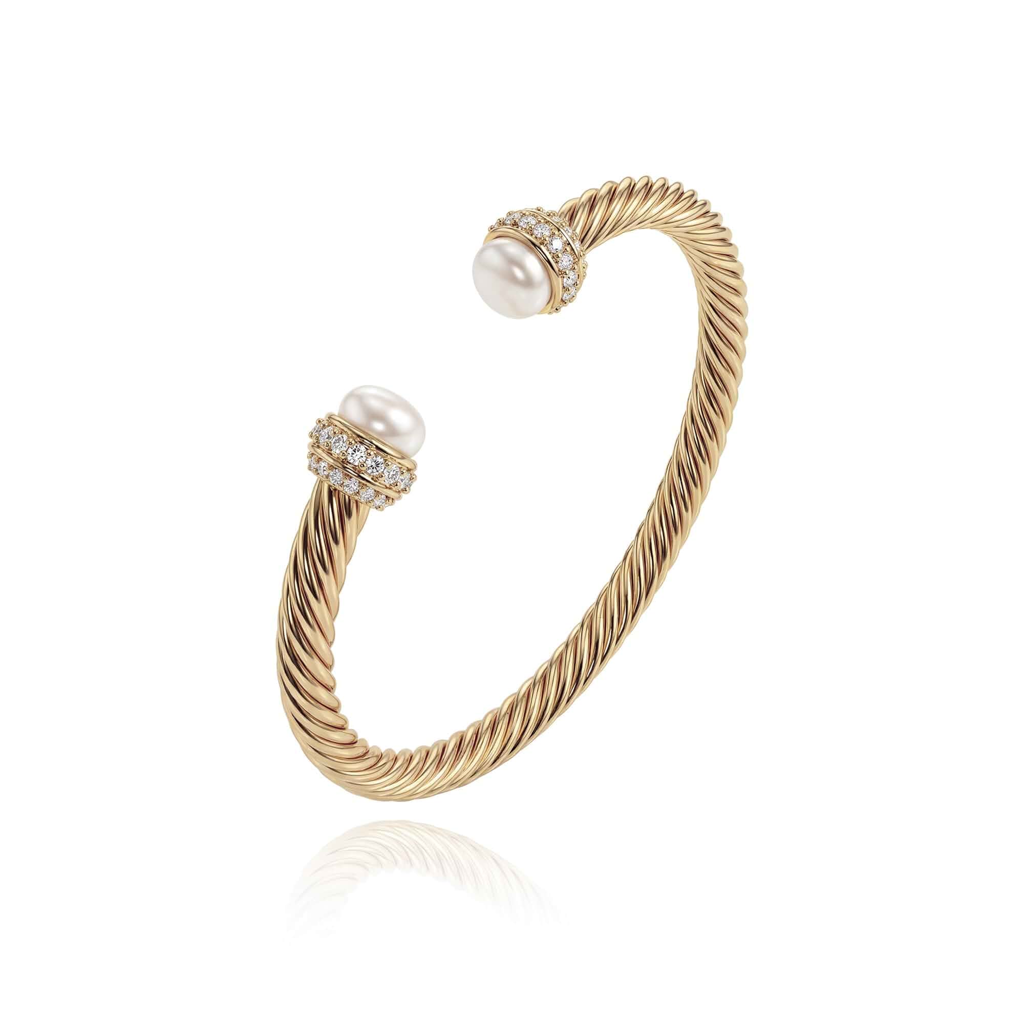 FetteroGold Cuff Bangle Bracelets for Women - 14K Plated Adjustable Open Cuff Gold Bangles Charm Elegant Twisted Cable Bangle Friendship Bracelets Lightweight Bracelet for Dainty Jewelry