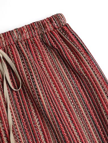 Image of ZAFUL Womens Beach Cover Up Pants Sexy Crochet Drawstring Elastic Boho Swimsuit Cover Up Long Pants Beach Wear