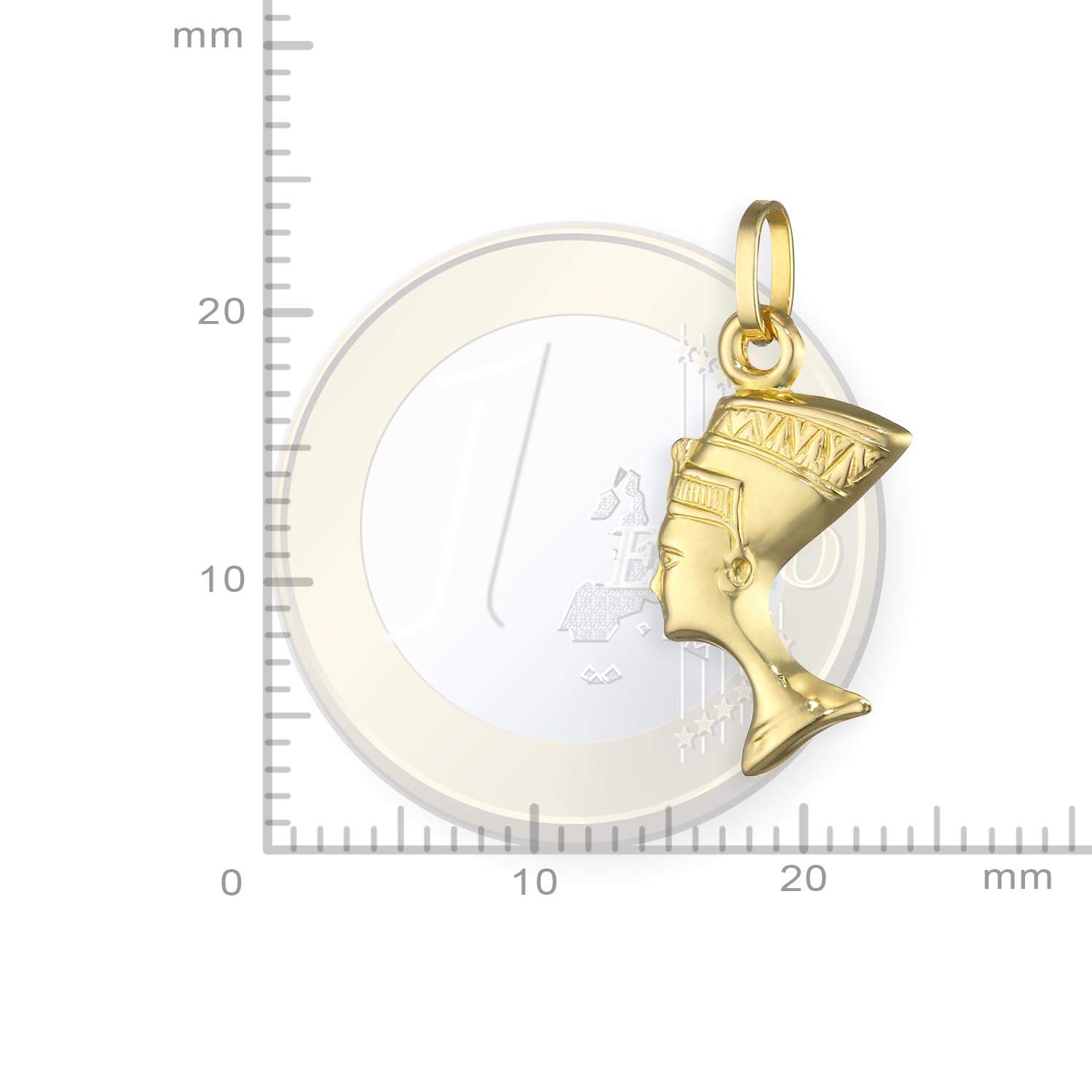 Nofretete Charms Anhänger beidseitig 3D 14 Karat Gold 585 (Art.212122)