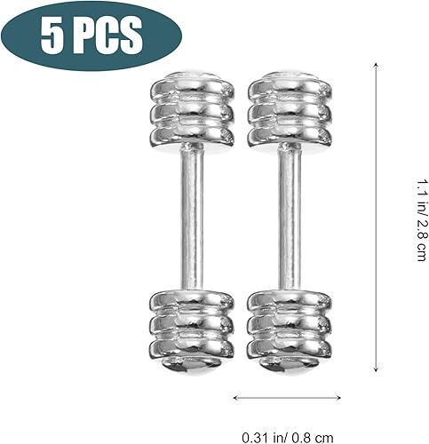 Miniatura 4 de 5 piezas de mancuernas modelo de ejercicio de mancuernas espaciador Charm Bead Supplies 1 12 Barbell Mini muñeca accesorios mancuernas miniatura