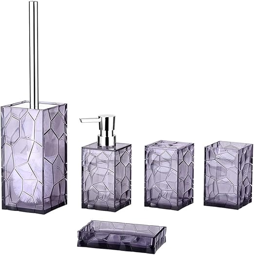 Amazon.com: Purple Acrylic Bathroom Accessory Set, 5 Pcs Bathroom ...