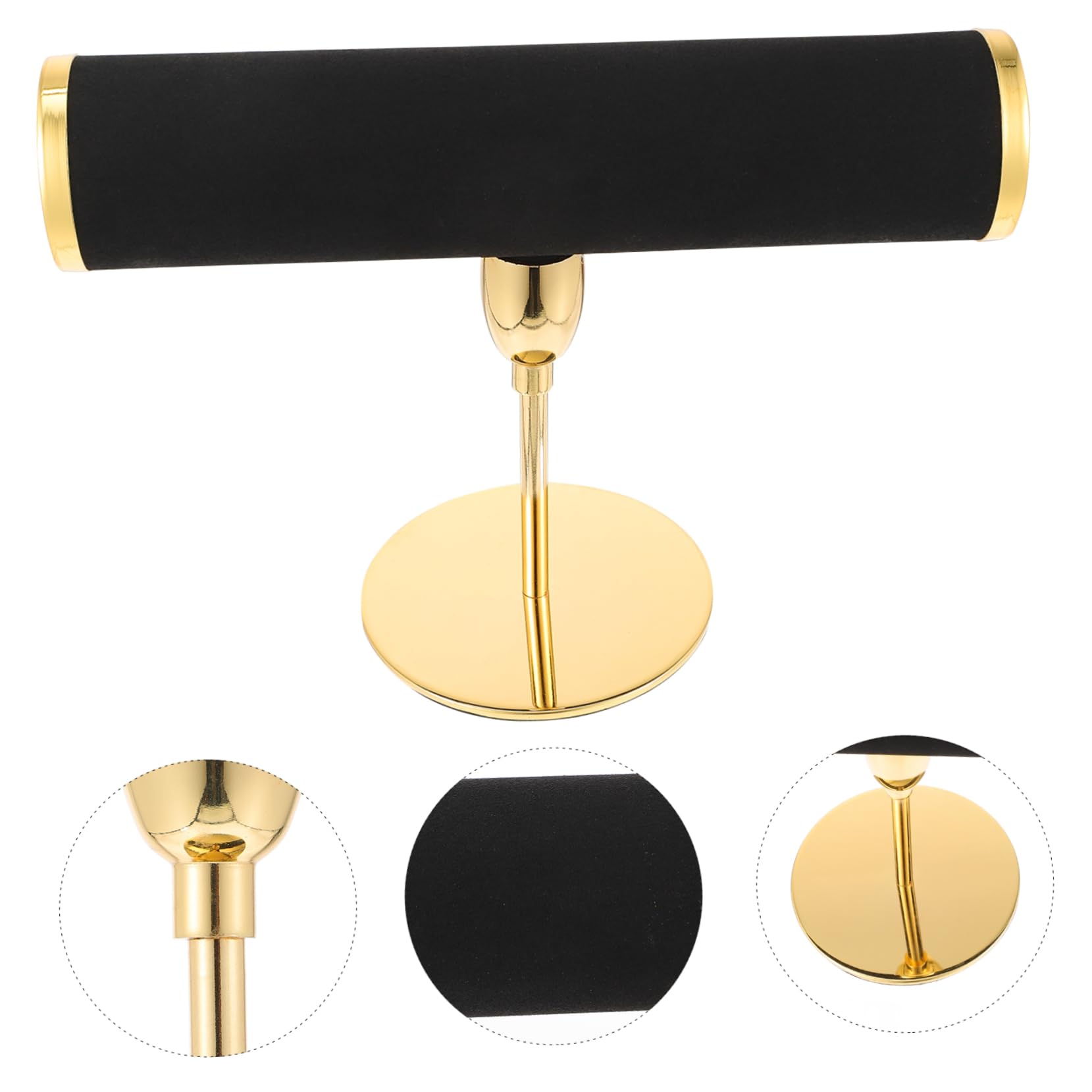 Healvian Espositore Orologio T-bar in Microfibra e Metallo, Oro
