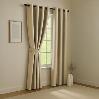 LINENWALAS 100% True Blackout Solid Curtains (5 Feet) - Set of 2 Panels | Complete Light Block | Thermal Insulated & Noise... Price In India