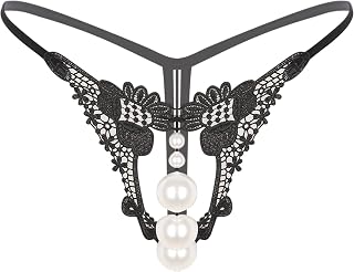 inhzoy Tangas à Perle pour Femmes Broderie sous-vêtements Thong Ficelle Lingerie G-String Culotte de Nuit