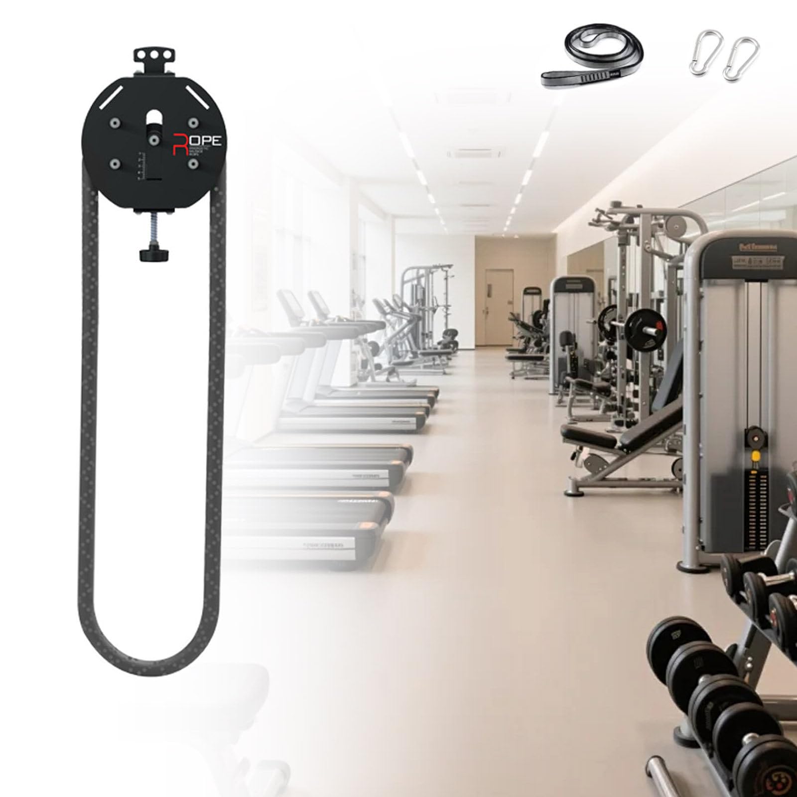FBJAMZ Endless Rope Pulley System Trainer, with Adjustable Resistance,Muscle Endurance, Aerobic Exercises and Whole Body Coordination Allblack (Allblack)