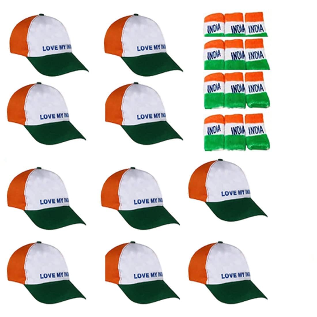 10-Indian Cap With 10-Tricolor Wrist Band Tricolor Fabric Head Cap Dresses Specially Republic Day And Independence Day Free Size (B0DBVXC8Z3) Amazon Price History, Amazon Price Tracker