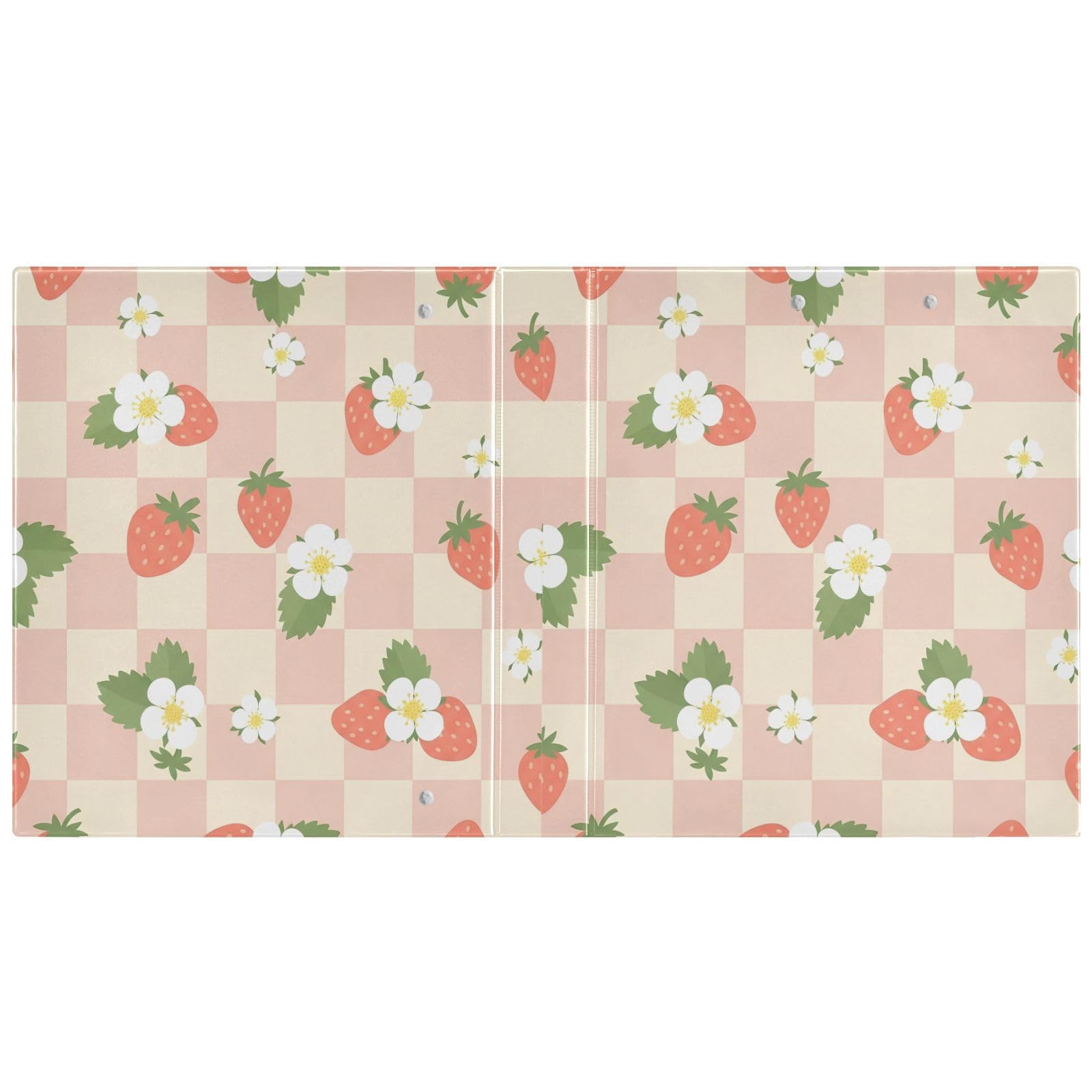 Raccoglitori a 3 anelli, 3,8 cm, motivo fiori di fragola, decorativi, con clip in metallo, formato A4, organizer per casa e ufficio, confezione da 2