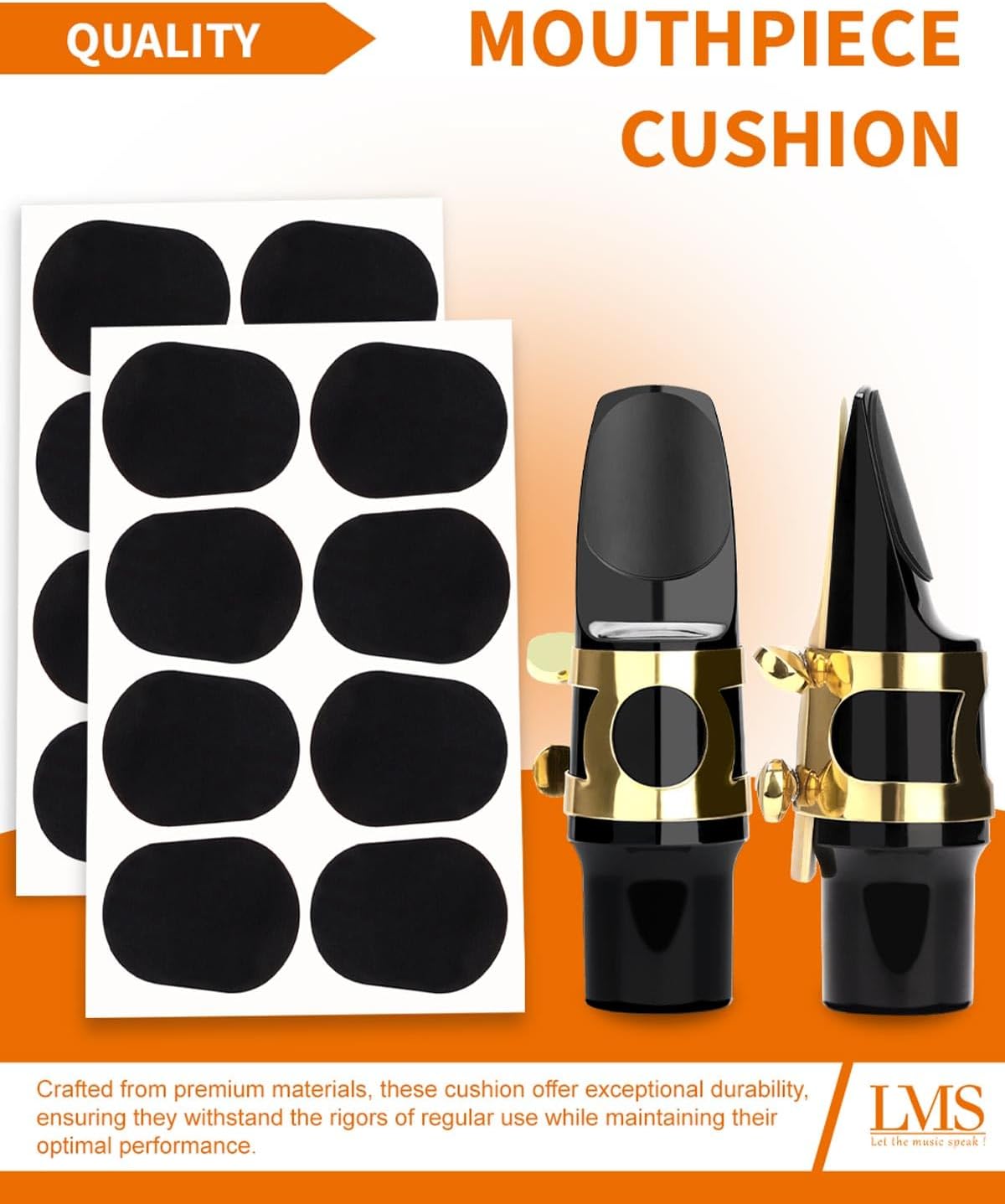 LMS Alto Saxophone Mouthpiece Kit with EVA Storage Case - Alto Sax Mouthpiece Accessories Kit for Beginners - Ligature 2.5 Reeds Cushions Cap Brush