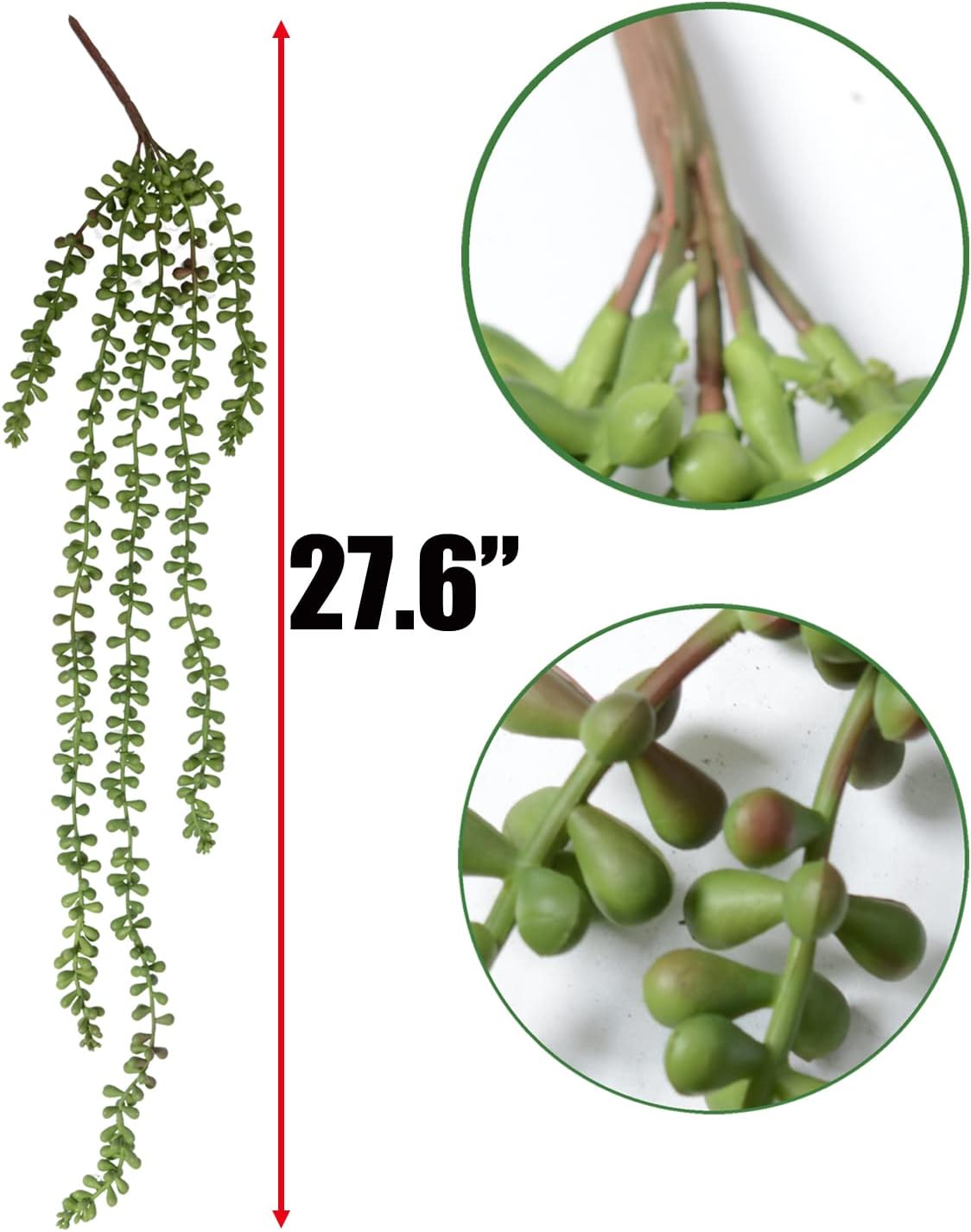 SzJias 3 Pcs String of Pearls Plant Artificial Hanging Succulents Plants for Home Garden Decor (Pots Not Included) - Image 3