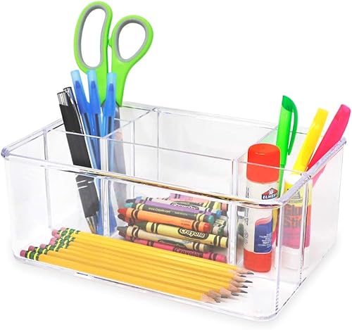 Miniatura 5 de Isaac Jacobs Organizador acrílico transparente de 5 compartimentos (10 pulgadas de largo x 7 pulgadas de ancho x 4 pulgadas de alto), soporte para