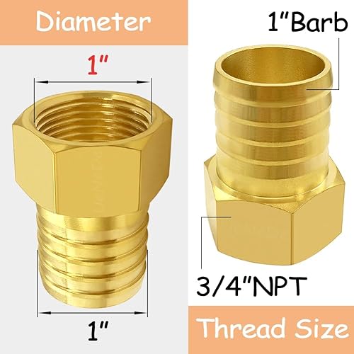 Miniatura 17 de 6 accesorios de púas de manguera de latón de 1/4 pulgadas NPT hembra a 5/16 pulgadas, conector adaptador de púas incluye 6 abrazaderas de acero