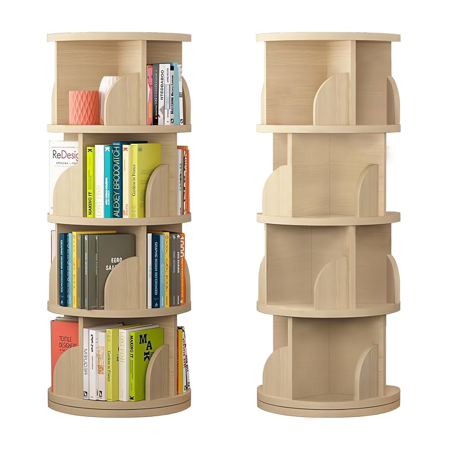LeYoi 回転式本棚 木目調 4段 LeYoi 回転式本棚 木目調 4段
