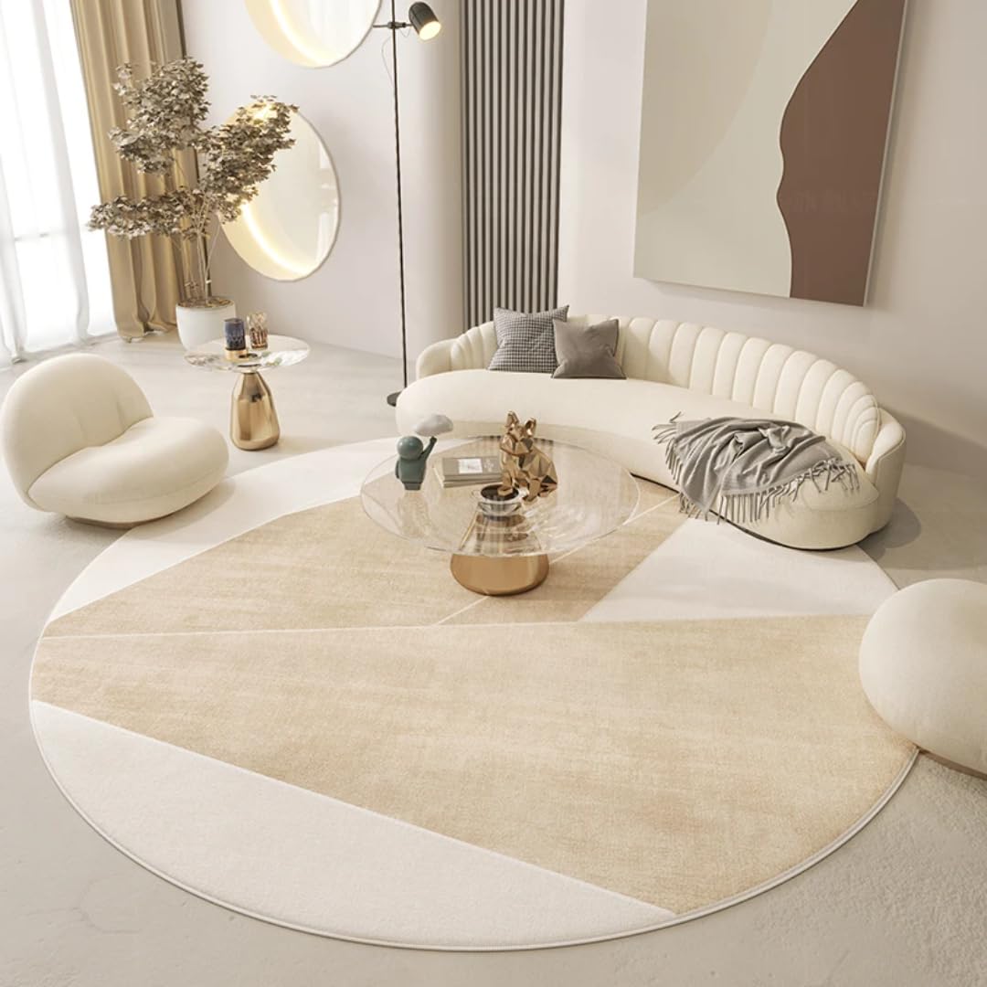 Tapis de salon minimaliste rond 140x140 en peluche haute densité luxe