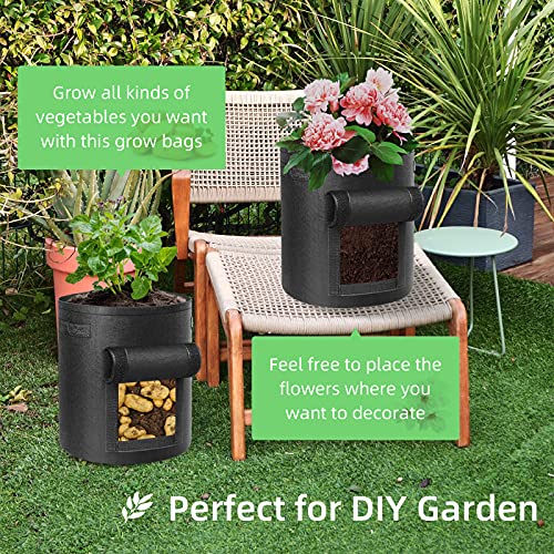 Potato Grow Bags 15 Gallon 5 Pack, Garden Vegetable Planting Bags with Handles and Window Flap - Image 2