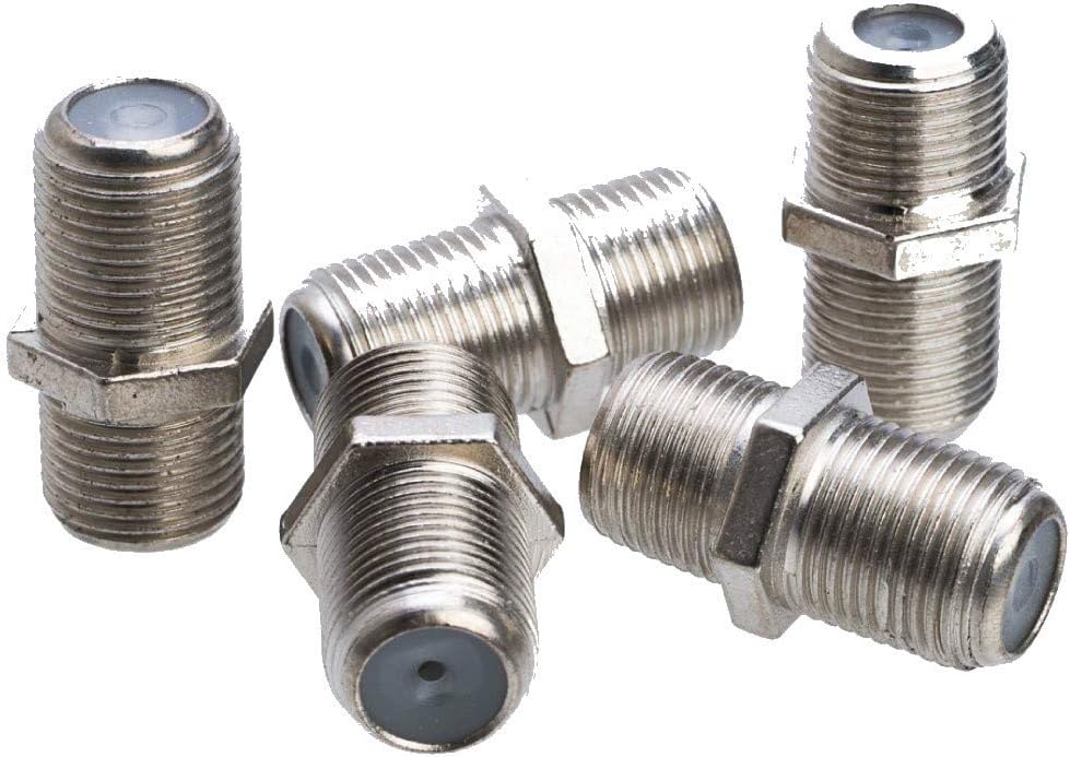 Oneme Coax Cable Connector F81 Female to Female Coaxial Connector RG59/ RG6 2.4Ghz Support (High Speed) TV Antenna or Other Digital Audio/Video Component Coax Coupler (Nickel Plated 5 Pack)