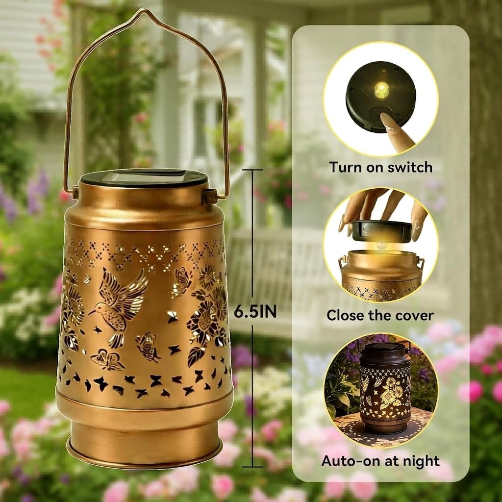 Birthday Gifts for Women, Mother's Day Gifts for Mom & Grandma, Solar Lanterns Outdoor Waterproof, Hummingbird Hanging Solar Lights for Yard Patio & Garden Decor