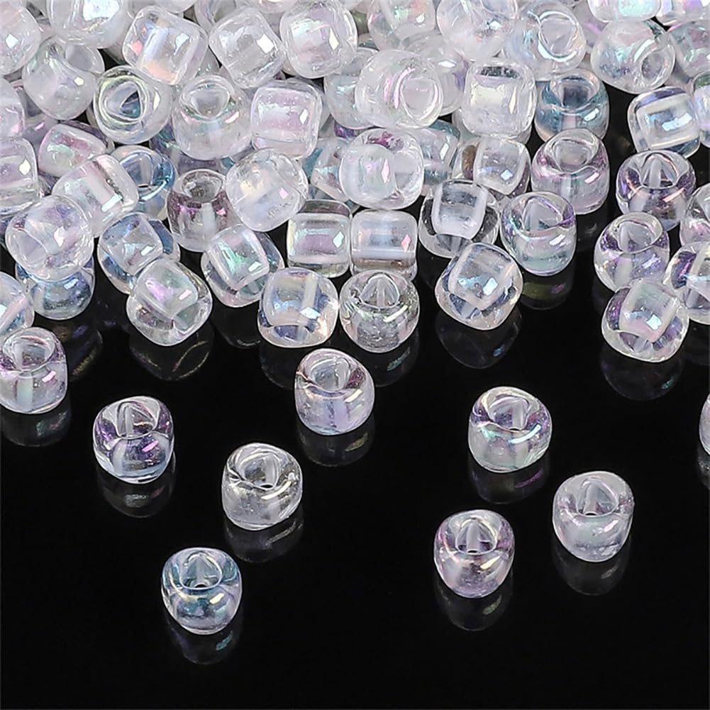 50g 4mm Clear Pony Beads Small Perforated Beads Mini Glass Beads Decorative Craft Beads Jewelry Seed Beads Hair Braid Beads for DIY Bracelet Multicolored - Image 3