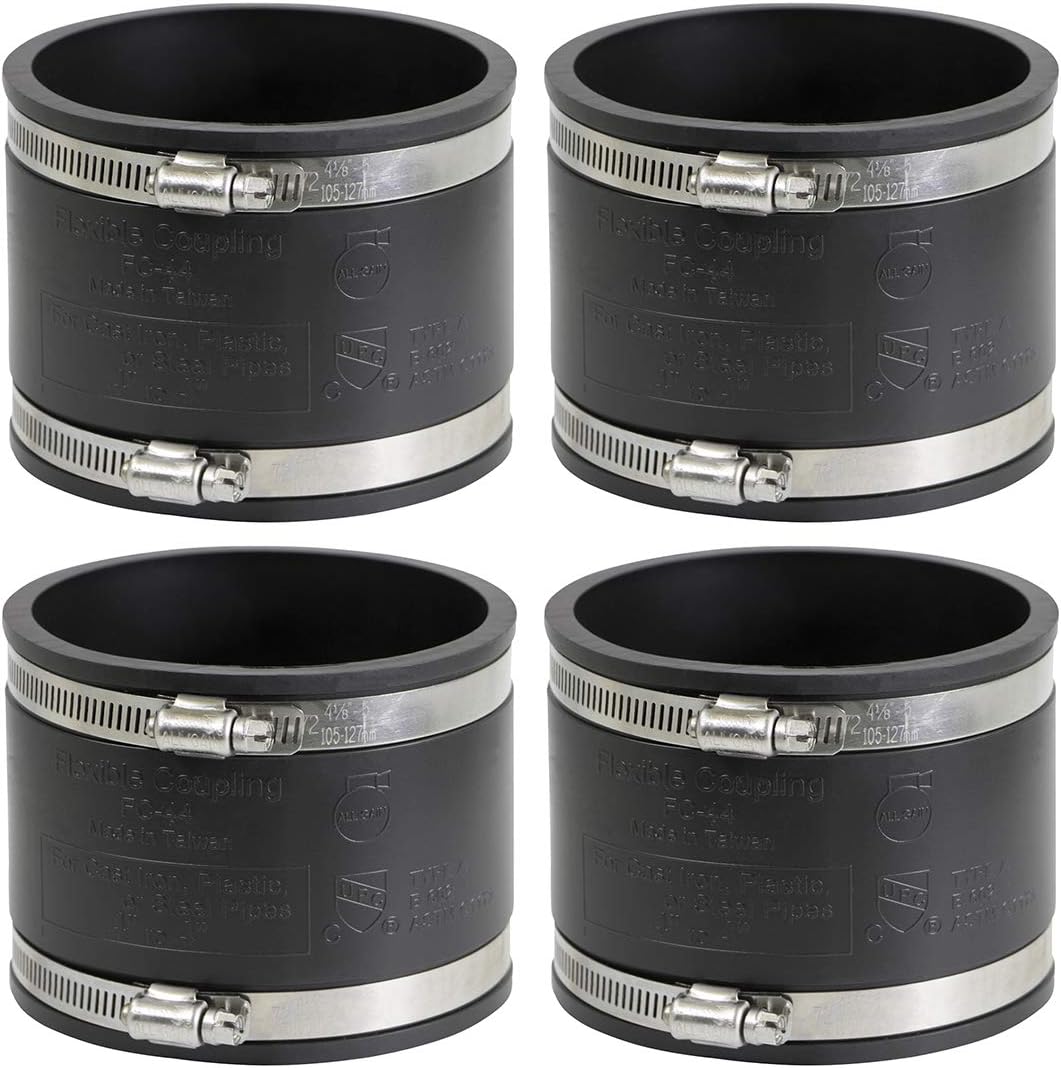 Supply Giant 6I49x4 Flexible Coupling, 4 inch, Black