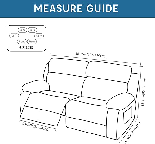 Miniatura 5 de Eco-Ancheng Fundas reclinables para sofá reclinable, fundas para sofá reclinable de 2 plazas, fundas protectoras de muebles con parte inferior