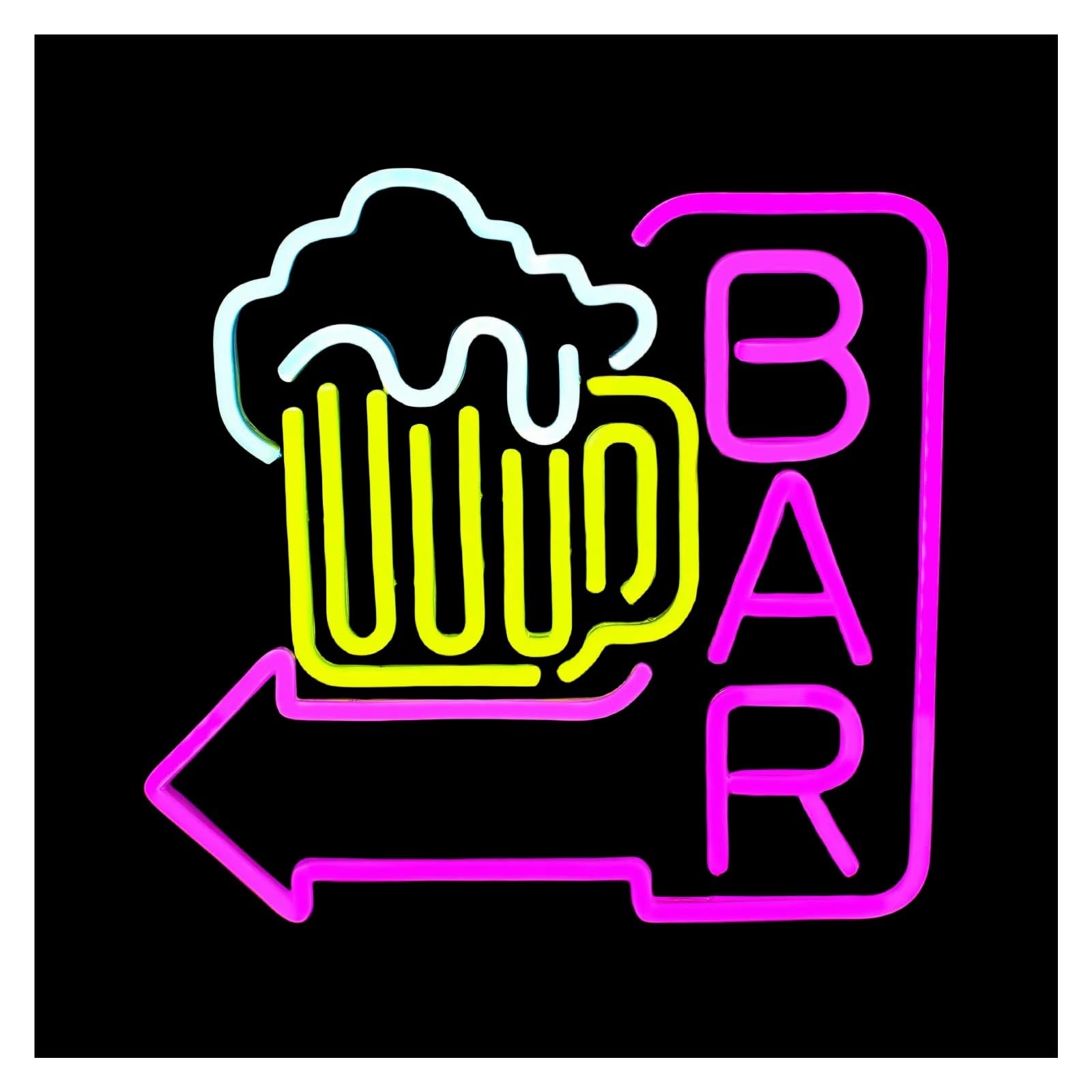 LEMST Signs Lamp Bar Neon Signs USB Powered Adjustable Brightness Beer Glass Neon Lights, Suitable for Wall Decor Commercial Signs 32cmx33cm