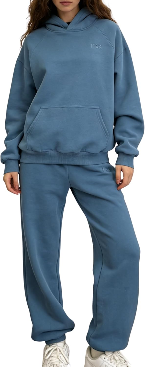 Women's 2-Piece Tracksuit Set, Lounge Hoodie & Pants Outfit, Plus Size Sweatsuit for Fall Fashion & Airport Travel