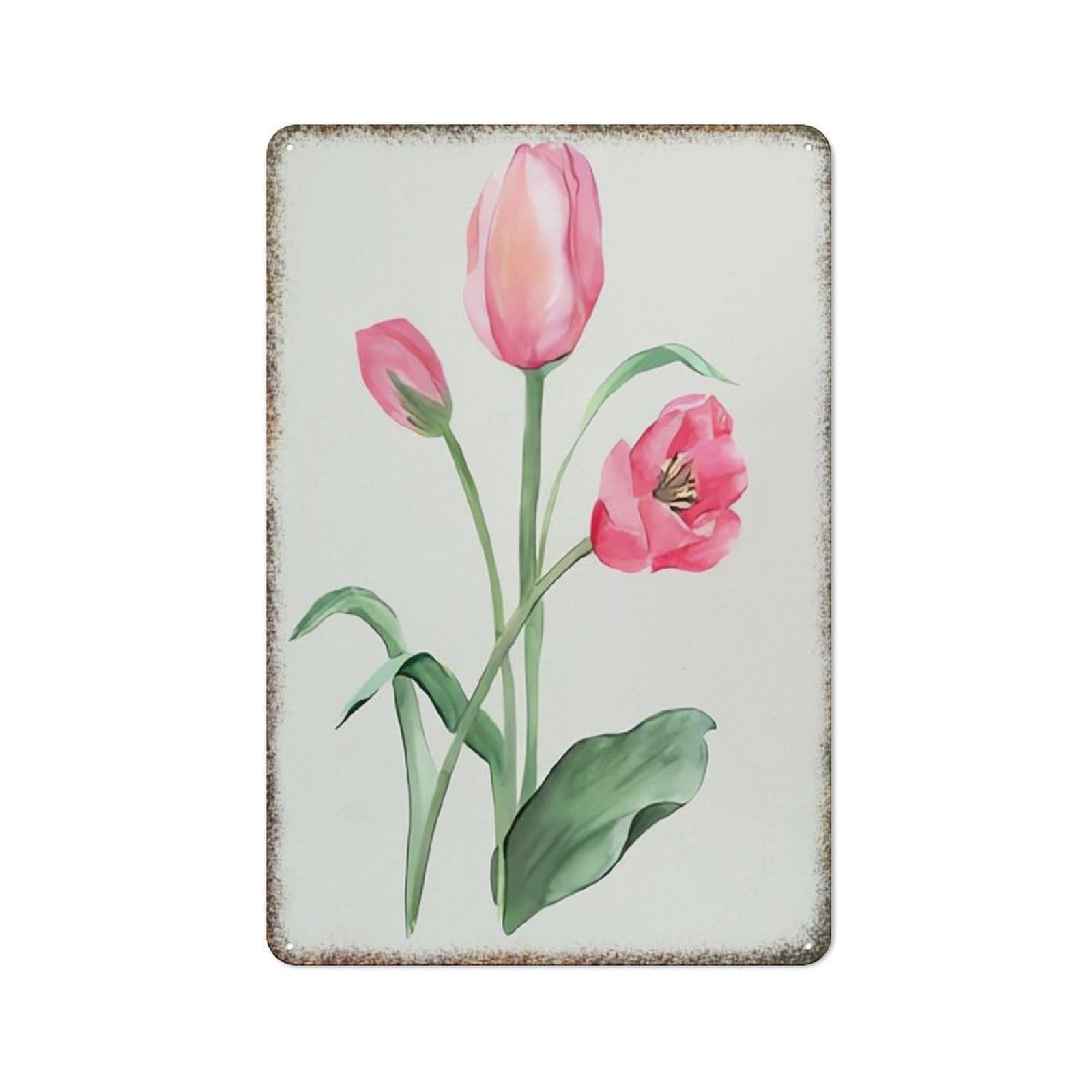 Tulip Botanical Flower Print Home Farmhouse Wall Decor Metal Plaque 8x12 inch