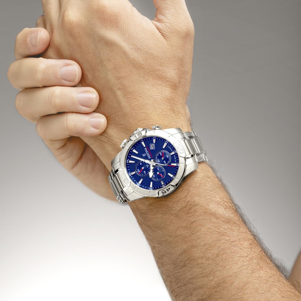 Festina Reloj Hombre Analógico de Acero Inoxidable 316l Plateado F20704/2 | Movimiento de Cuarzo, Cronógrafo, Calendario, Cristal Mineral Resistente
