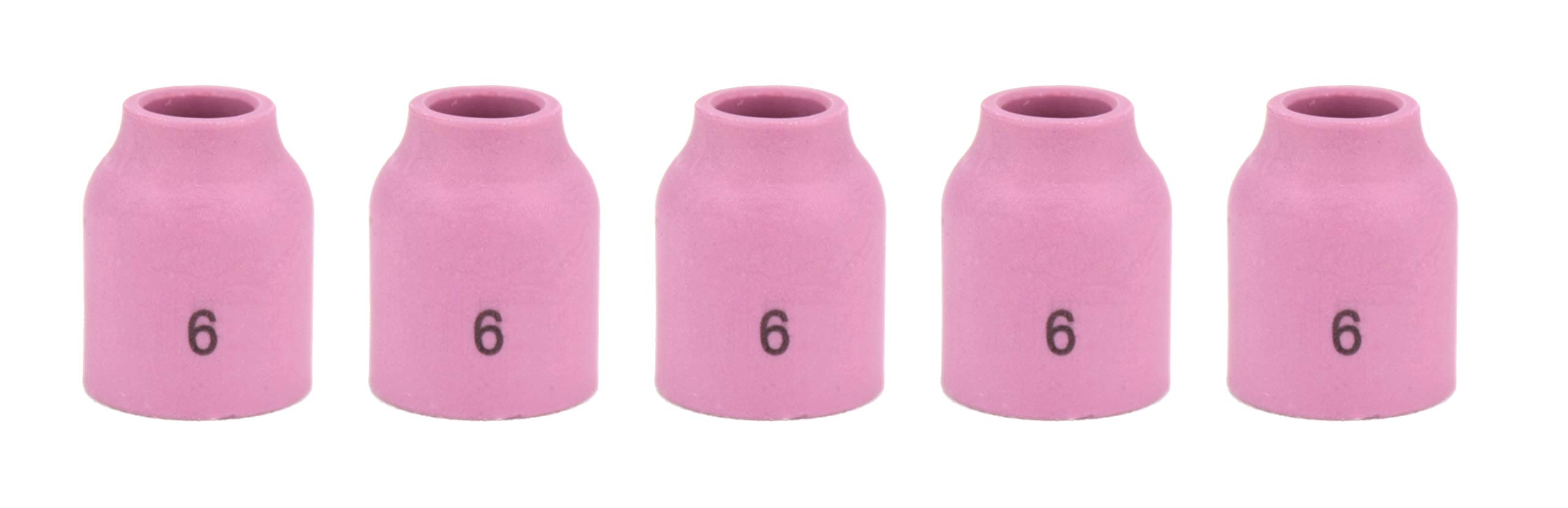 SÜA - Alumina Nozzle Cups for TIG Welding Torches Series 9/20/25 with Gas Lens Set-Up - Model: 53N60 - #6 (3/8'') - (5 PACK)