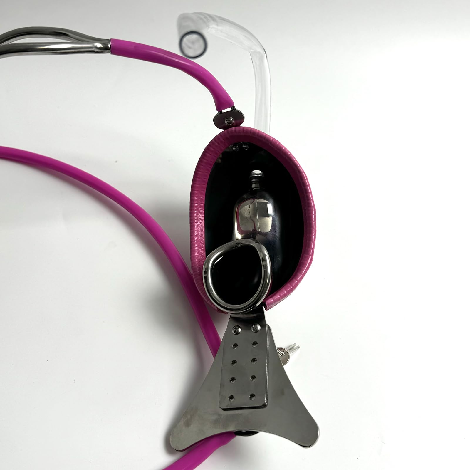 YILUQIFLY Ceinture de chasteté pour homme Acier inoxydable Verrouillable rose 60-90cm Cage à pénis BDSM