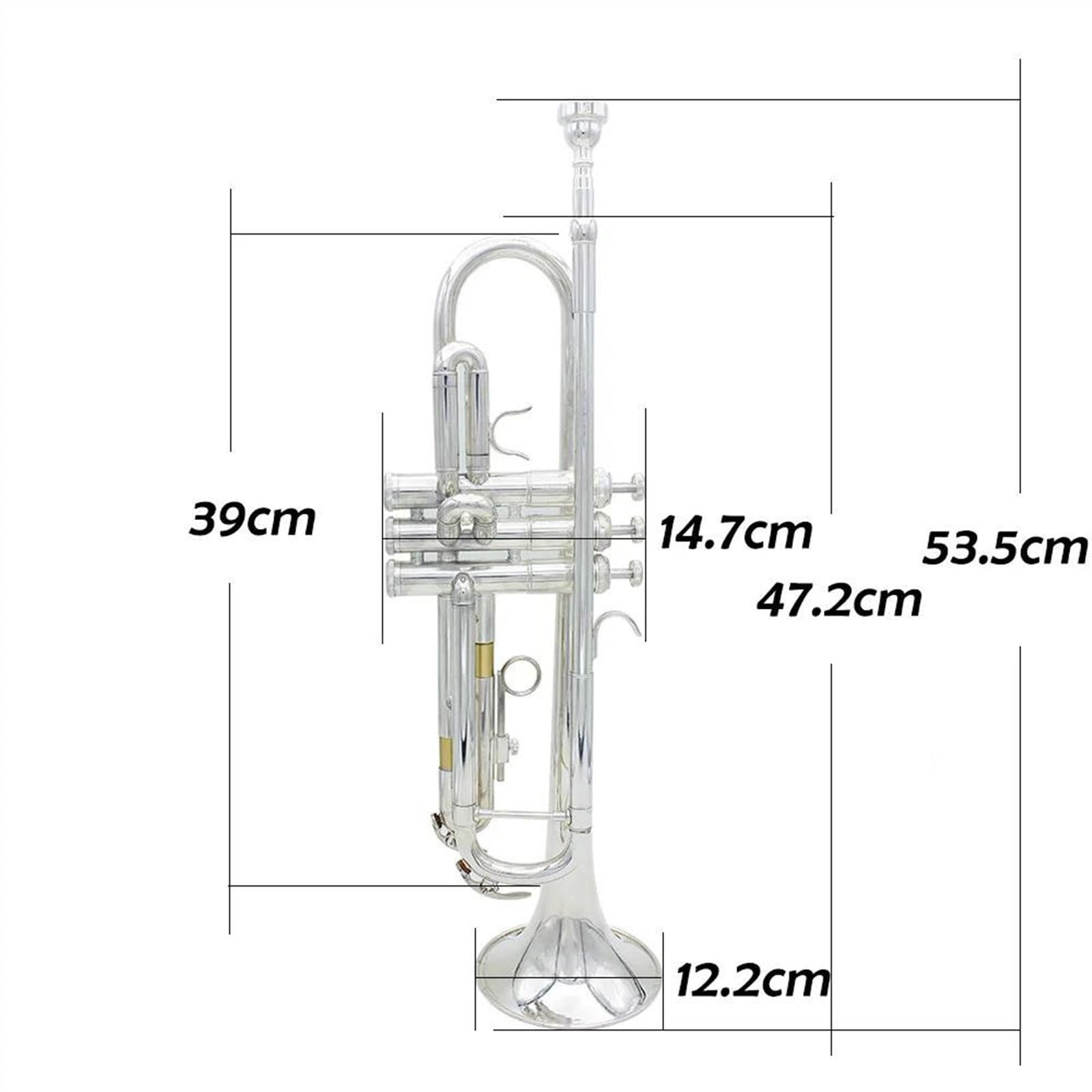 Standard Trąbka Profesjonalna Trąbka Bb Mosiądz Złoty Malowany Wykwintny Trwały Mosiężny Instrument Muzyczny(Silver)