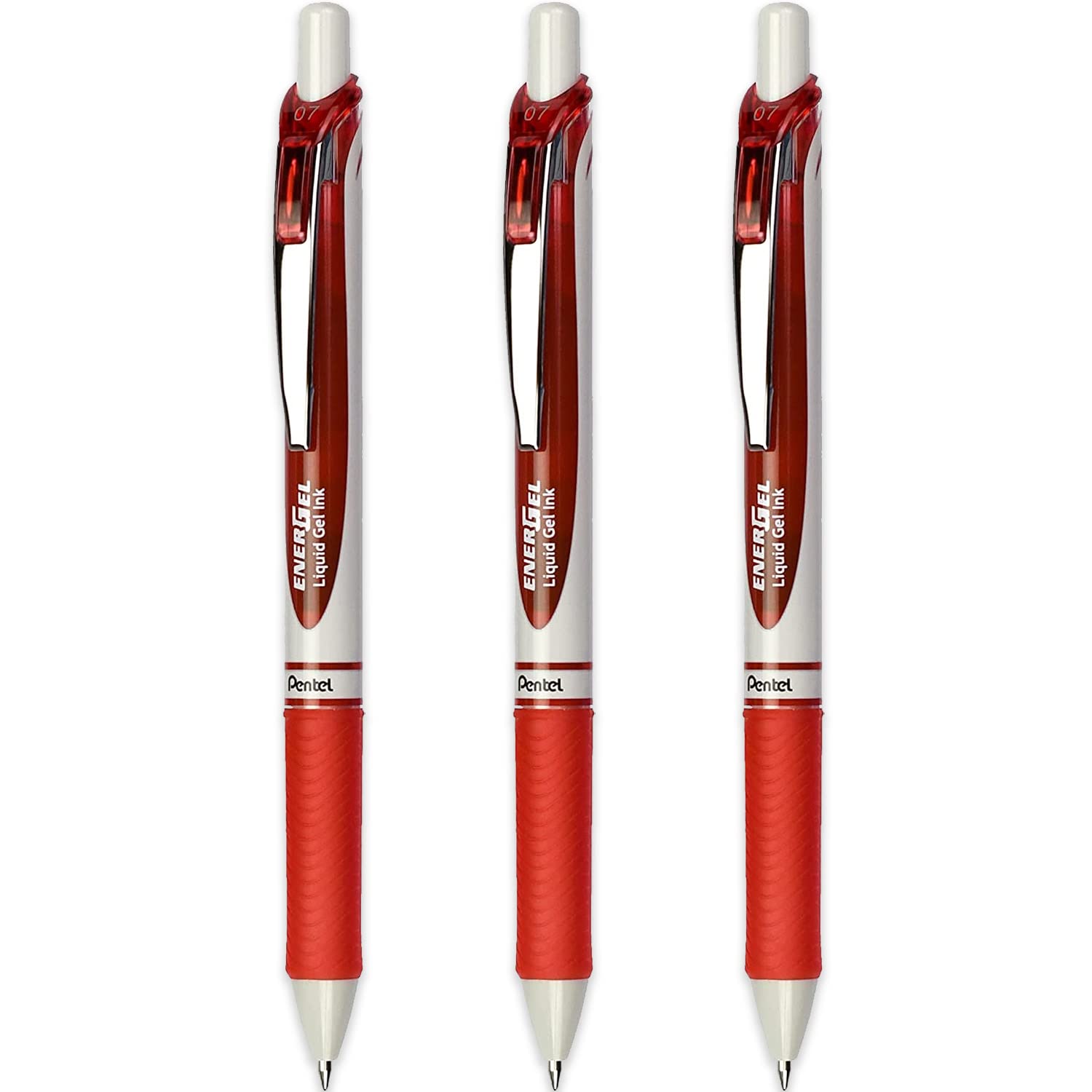 Pentel EnerGel XM BL77E-BX - Retractable Liquid Gel Ink Pen - 0.7mm - 79% Recycled - Red Ink - Pack of 3, 1 count (Pack of 3)